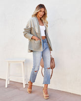 Zoey Baumwoll-Cardigan mit Taschen - Salbeigrün